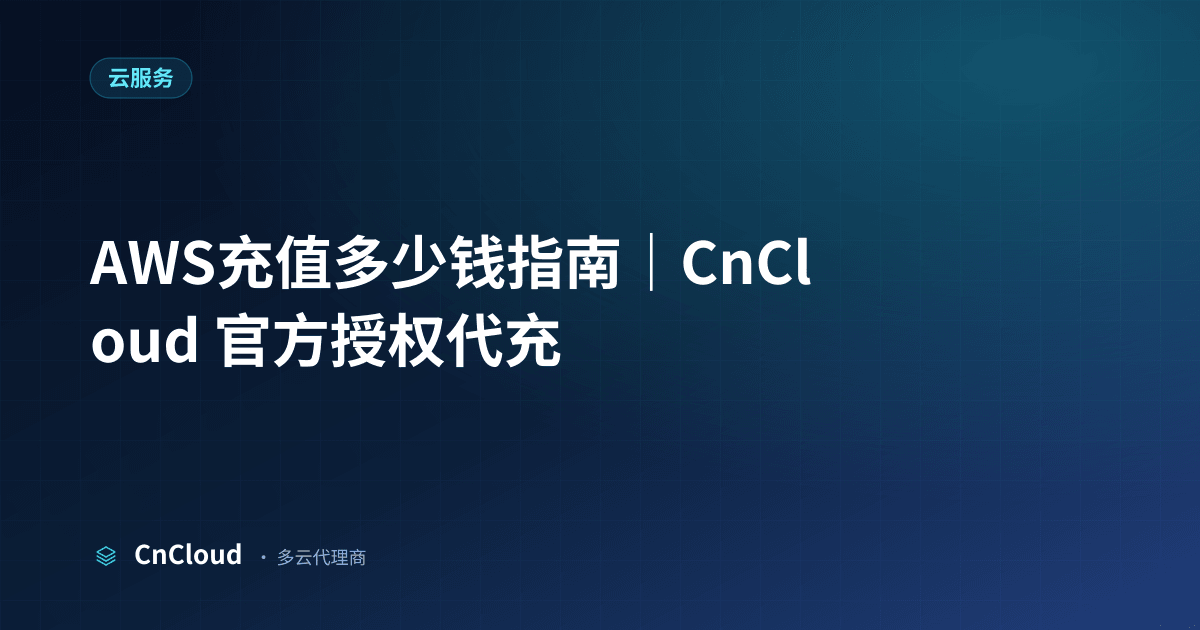 AWS充值多少钱？费用构成与到账时效（云服务）示意图 - CnCloud 多云代理