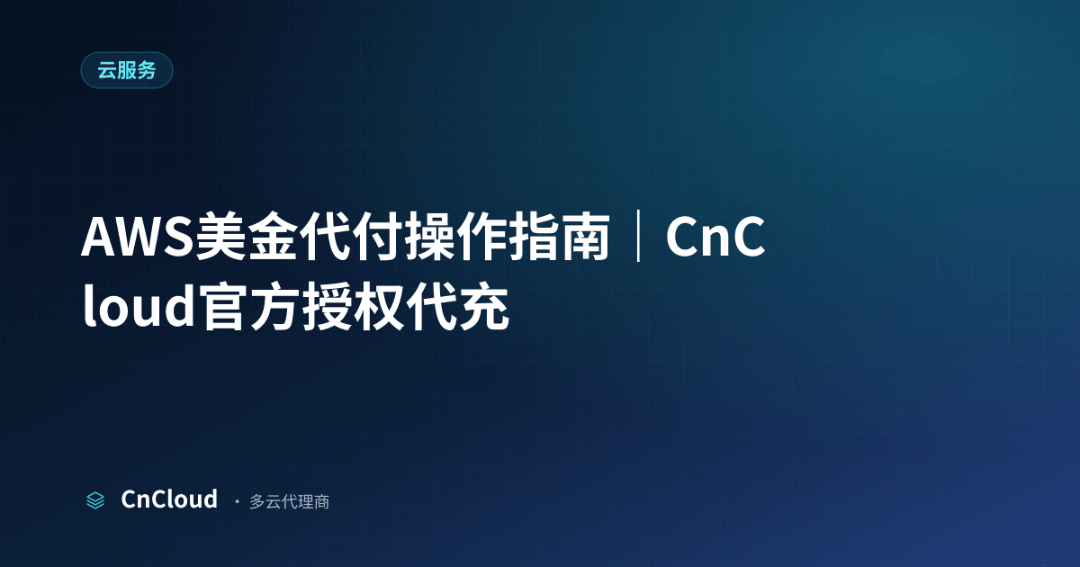 AWS美金代付操作流程与时效说明（云服务）示意图 - CnCloud 多云代理